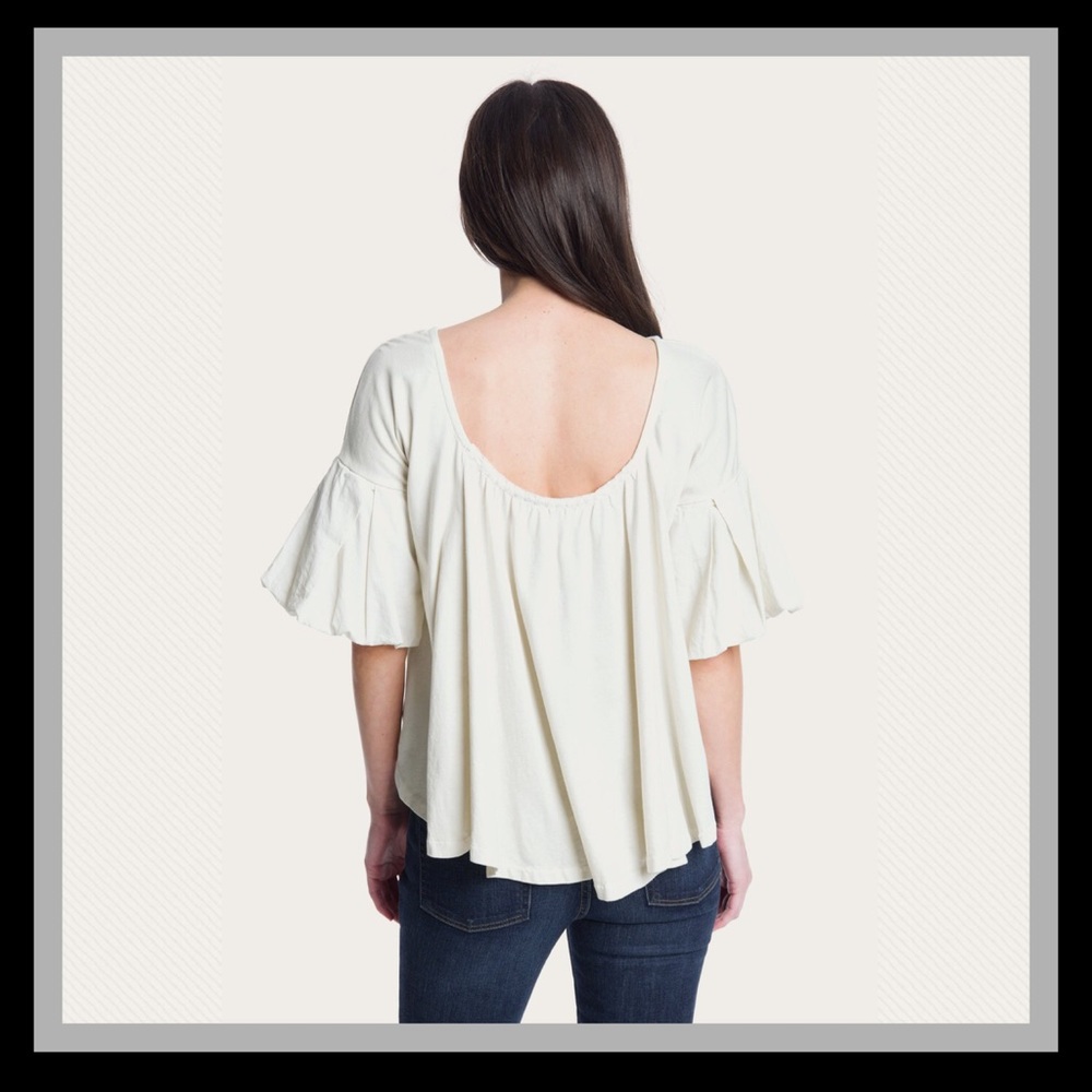 Frye Flutter Sleeve Woven Top Natural - Picture 3 of 9